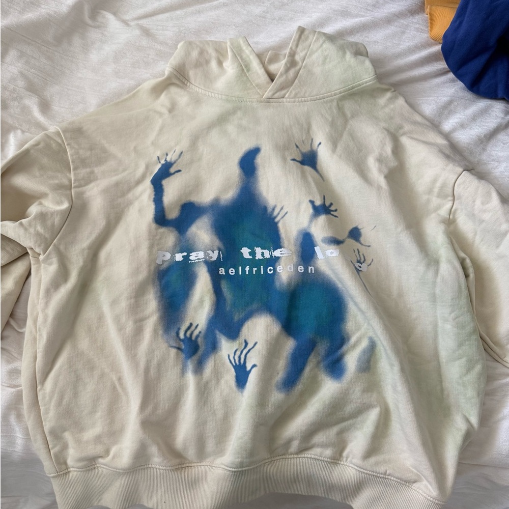Aelfric Eden Beige and Blue Graphic Sweater